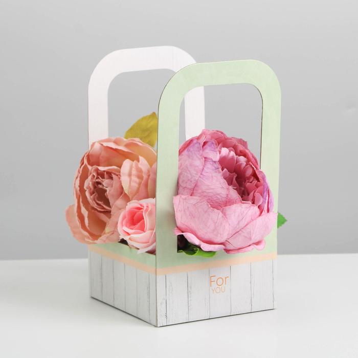 фото Коробка-переноска для цветов for you, 12 × 12 × 22 см дарите счастье