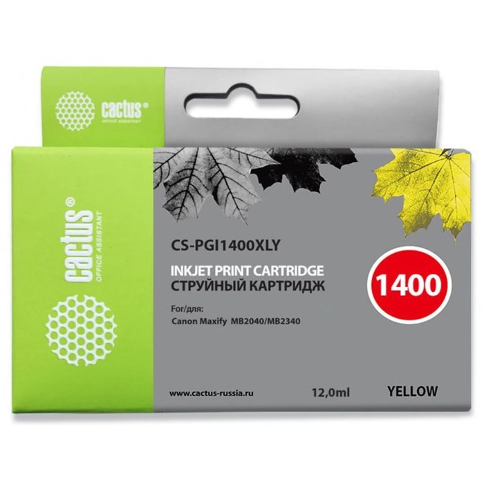 Картридж струйный Cactus CS-PGI1400XLY желтый для Canon MB2050/MB2350/MB2040/MB2340 (11.5мл) 17252
Картридж струйный Cactus CS-PGI1400XLY желтый для Canon MB2050/MB2350/MB2040/MB2340 (11.5мл) 17252