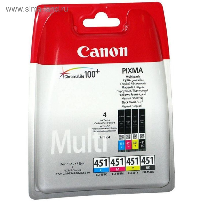 Картридж струйный Canon CLI-451C/M/Y/Bk 6524B004 многоцветный для Canon iP7240/MG
Картридж струйный Canon CLI-451C/M/Y/Bk 6524B004 многоцветный для Canon iP7240/MG