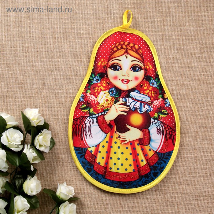 Прихватка «Матрёшка с крынкой», сувенирная, 29х20 см
Прихватка «Матрёшка с крынкой», сувенирная, 29х20 см