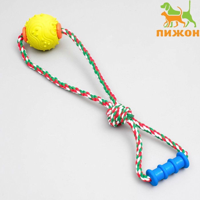 Игрушка канатная с жевательными элементами "Шар с 1 ручкой", до 36 см, разноцветная
Игрушка канатная с жевательными элементами "Шар с 1 ручкой", до 36 см, разноцветная