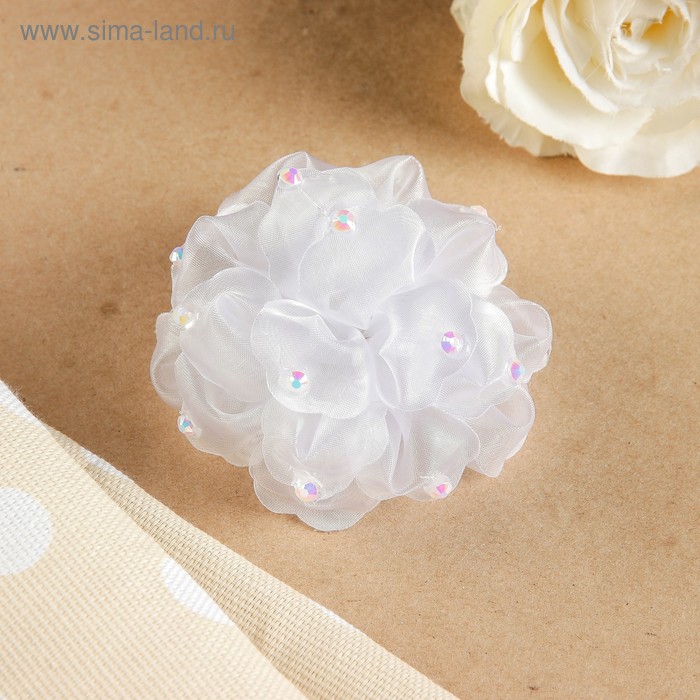 Бант для девочек с резинкой "Пион", белый со стразами, 9 см, микс
Бант для девочек с резинкой "Пион", белый со стразами, 9 см, микс