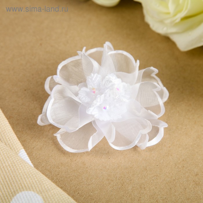 Бант для девочек с резинкой "Белая фиалка", с жемчужинами, 9 см
Бант для девочек с резинкой "Белая фиалка", с жемчужинами, 9 см