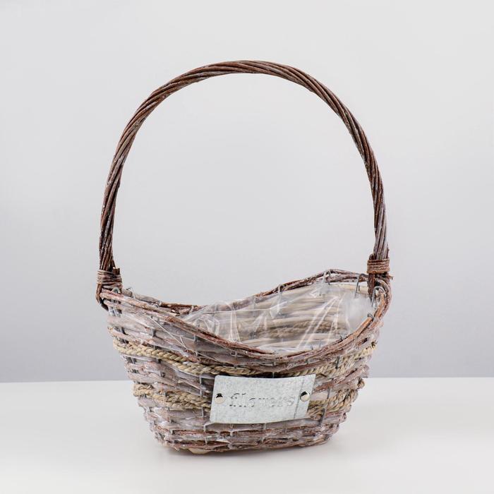 Кашпо «Цветы», овальная, серебристо-бежевое, 27х19х13/34 см 
Кашпо «Цветы», овальная, серебристо-бежевое, 27х19х13/34 см