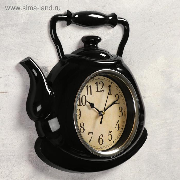 фото Часы настенные, серия: кухня, "чайник", d-15 см, 25 х 29 см