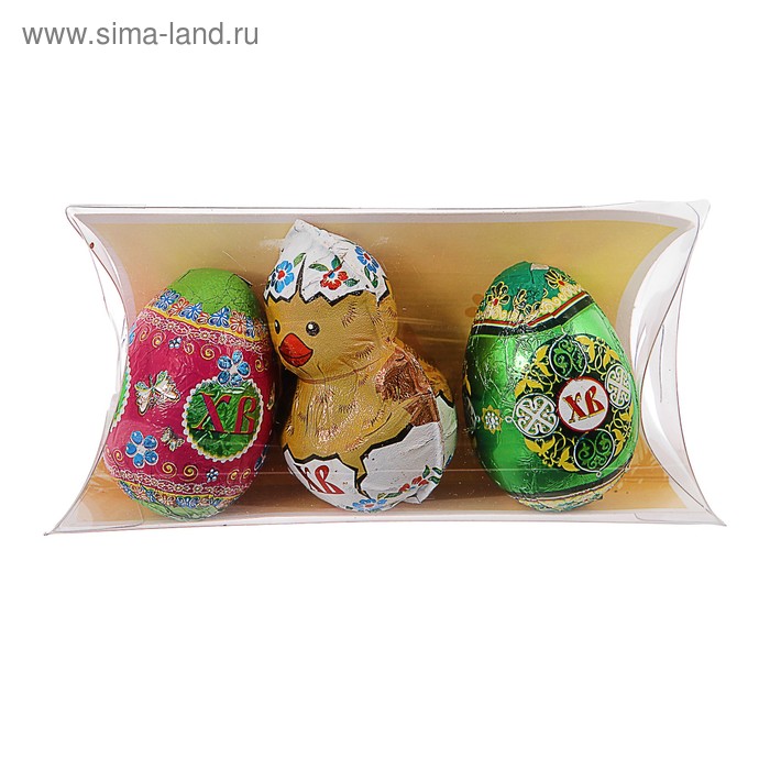 Шоколадный набор «Цыплёнок в скорлупке и 2 яйца», 70 г
Шоколадный набор «Цыплёнок в скорлупке и 2 яйца», 70 г