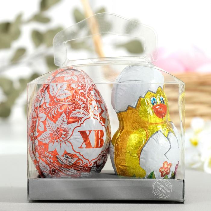 Набор шоколадный «Цыплёнок в скорлупе и яйцо ХВ», 100 г
Набор шоколадный «Цыплёнок в скорлупе и яйцо ХВ», 100 г