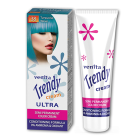 Краска для волос Trendy Cream, для полуперманентного окрашивания, 38 бирюзовая волна, 75 мл
Краска для волос Trendy Cream, для полуперманентного окрашивания, 38 бирюзовая волна, 75 мл