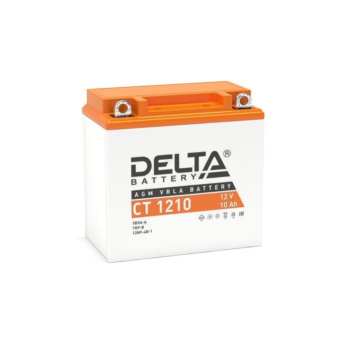 фото Аккумуляторная батарея delta ст1210 (yb9a-a, 12n9-4b-1, yb9-b) 12 в, 10 ач прямая (+ -)