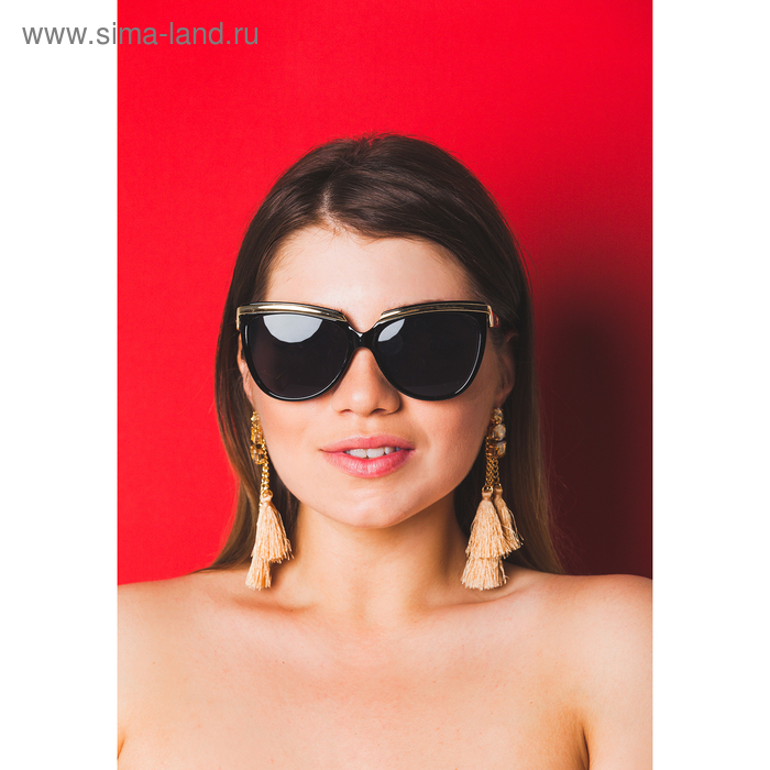 фото Очки солнцезащитные square. оправа с длинными золотистыми вставками, линзы микс, 4х14х5 см