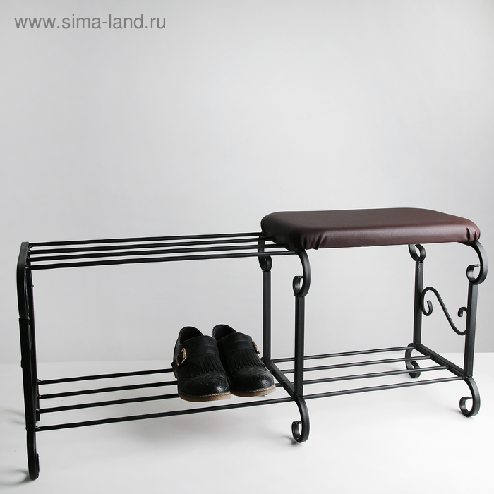 фото Подставка для обуви с сиденьем «стандарт», 2 яруса, 90×32×40 см, цвет чёрный, форма микс