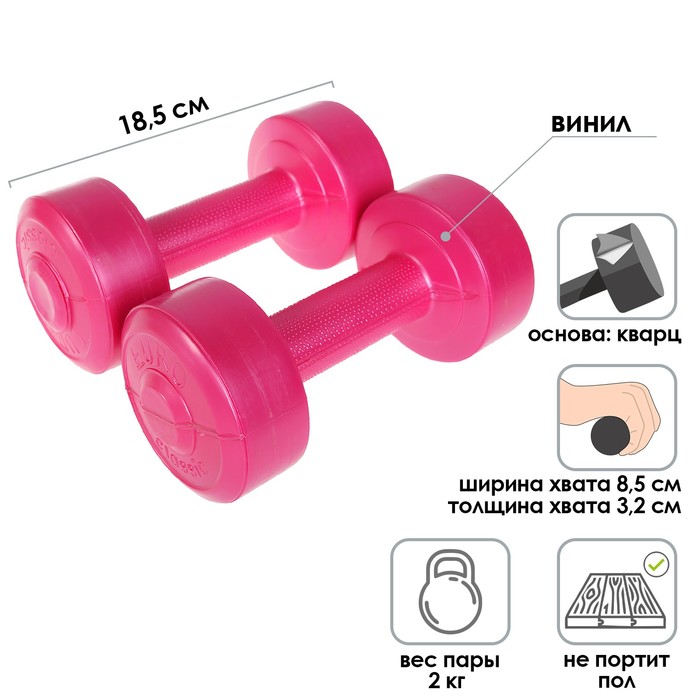 Гантели виниловые, 2 штуки по 1 кг
Гантели виниловые, 2 штуки по 1 кг