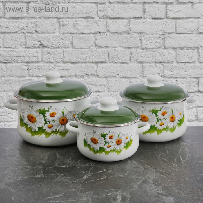 Набор кастрюль «Ромашки. Лето», 3 предмета: 2 л, 4 л, 5,5 л
Набор кастрюль «Ромашки. Лето», 3 предмета: 2 л, 4 л, 5,5 л