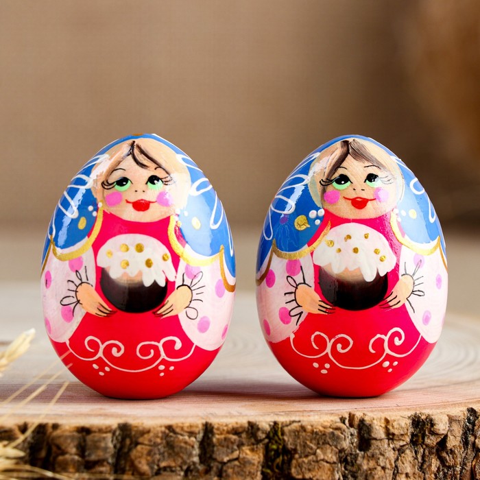 Яйцо «Матрёшка с куличом, 7 см, микс