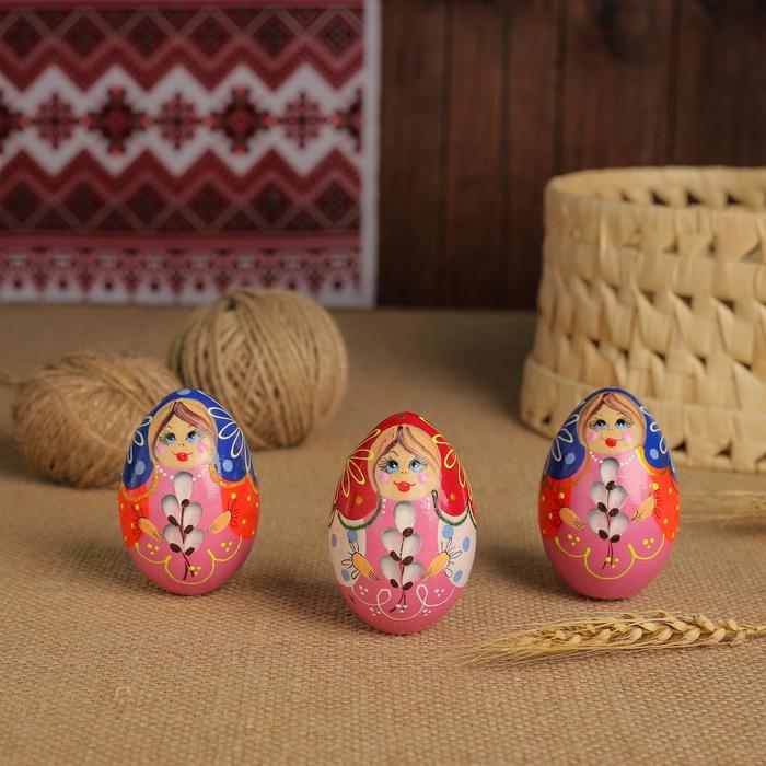 Яйцо «Матрёшка с вербой, 7 см, микс