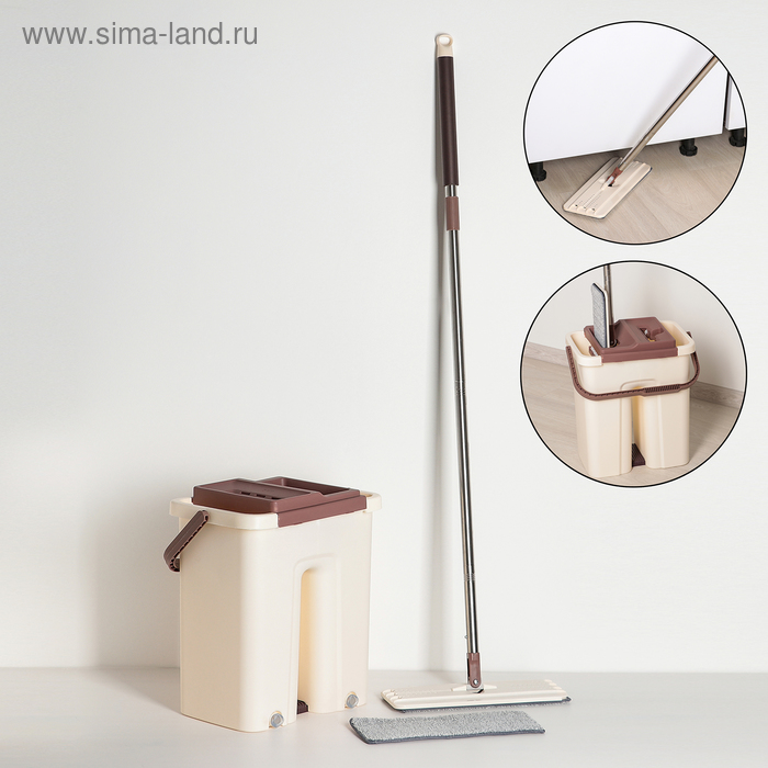 Набор для уборки: швабра плоская, ведро с отсеками для полоскания и отжима, дополнительная насадка из микрофибры, 21 л, цвет коричневый
Набор для уборки: швабра плоская, ведро с отсеками для полоскания и отжима, дополнительная насадка из микрофибры, 21 л, цвет коричневый