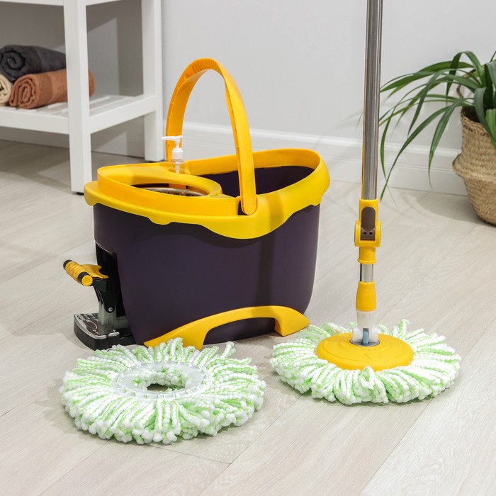 Набор для уборки: ведро на ножках с педальным отжимом с металлической центрифугой 20 л, швабра, запасная насадка из микрофибры, дозатор, цвет МИКС
Набор для уборки: ведро на ножках с педальным отжимом с металлической центрифугой 20 л, швабра, запасная насадка из микрофибры, дозатор, цвет МИКС