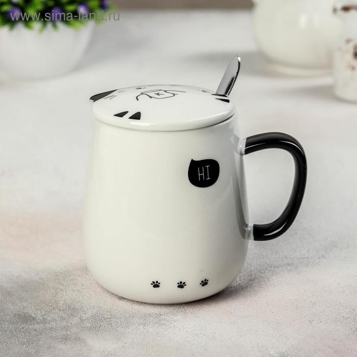 Кружка с керамической крышкой и ложкой «Котики», 450 мл, цвет МИКС
Кружка с керамической крышкой и ложкой «Котики», 450 мл, цвет МИКС