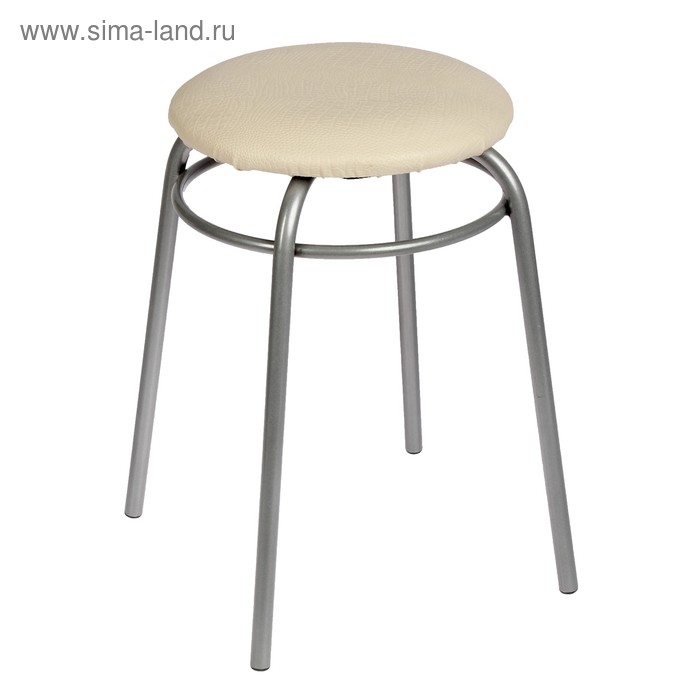 Табурет "Кольцо" Серебристый металлик/молочная рептилия