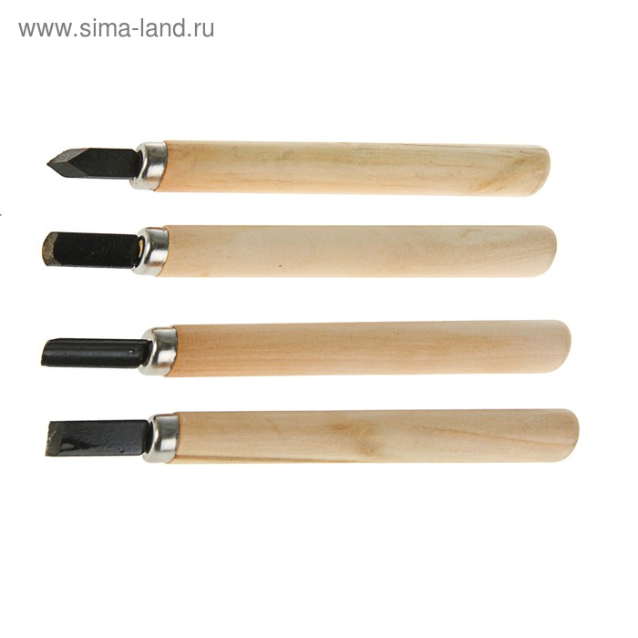 фото Набор резцов по дереву лом, деревянная рукоятка, 4 шт.