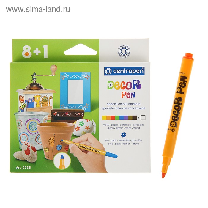 Набор маркеров для декора, 9 цветов, 3.9 мм, Centropen, линия письма 1.5 мм, круглые
Набор маркеров для декора, 9 цветов, 3.9 мм, Centropen, линия письма 1.5 мм, круглые