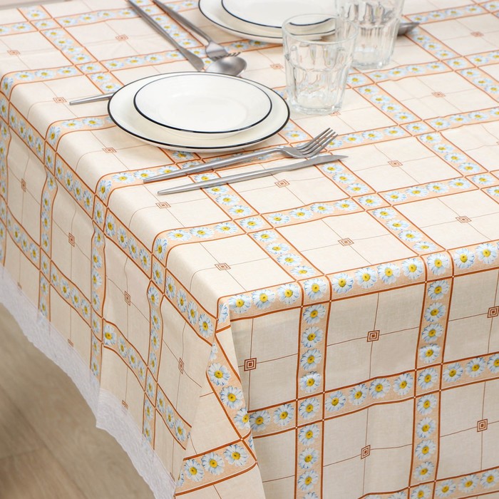 фото Скатерть на нетканой основе многоразовая с кружевом «колорит», 135×200(+/-5) см, цвет микс
