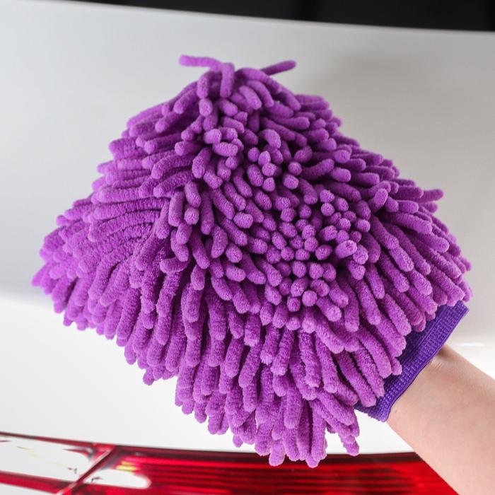 фото Варежка для мытья авто, микрофибра 24×19×4 см, микс