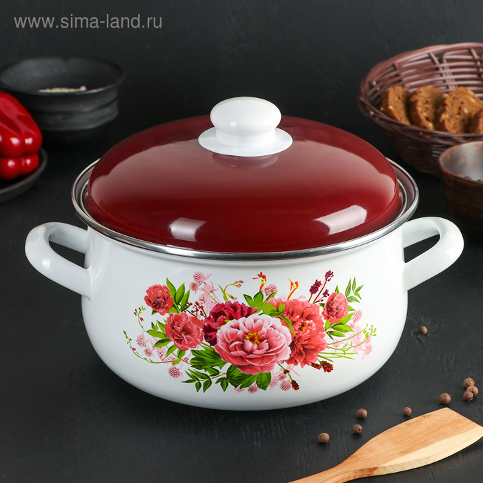 Кастрюля сферическая «Пионы», 4 л, d=20 см, эмалированная крышка 
Кастрюля сферическая «Пионы», 4 л, d=20 см, эмалированная крышка