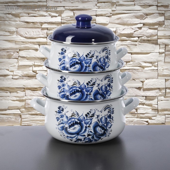 Набор кастрюль «Русский узор», 3 предмета: 2 л, 3 л, 4 л, эмалированные крышки
Набор кастрюль «Русский узор», 3 предмета: 2 л, 3 л, 4 л, эмалированные крышки