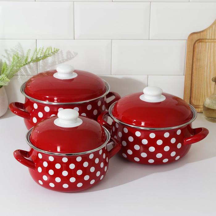 Набор кастрюль «Горошек», 3 предмета: 2 л, 3 л, 4 л, эмалированные крышка, цвет МИКС
Набор кастрюль «Горошек», 3 предмета: 2 л, 3 л, 4 л, эмалированные крышка, цвет МИКС
