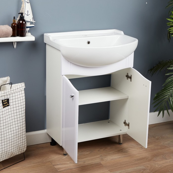 фото Комплект мебели: тумба "тура 60" + раковина "уют 600", 60 х 45,5 x 82см альтерна