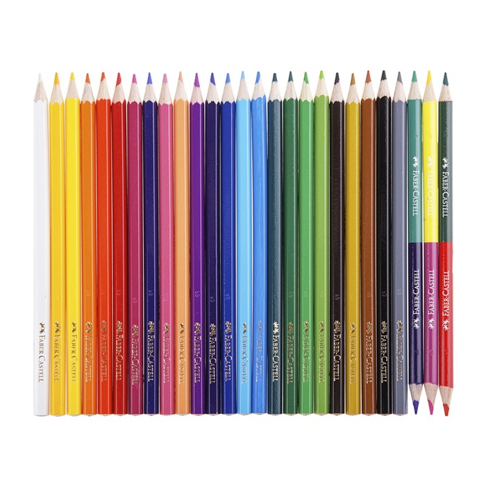 фото Карандаши 24 цветов faber-castell "замок" шестигранные + 3 двухцветных карандаша + точилка