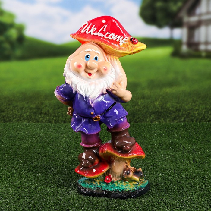 Садовая фигура "Гном с грибом Welcome", разноцветная, гипс, 41 см, микс
Садовая фигура "Гном с грибом Welcome", разноцветная, гипс, 41 см, микс