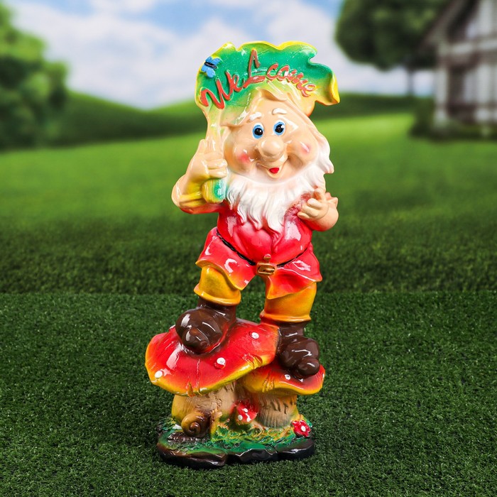 Садовая фигура "Гном с листочком Welcome", разноцветная, гипс, 42 см, микс
Садовая фигура "Гном с листочком Welcome", разноцветная, гипс, 42 см, микс