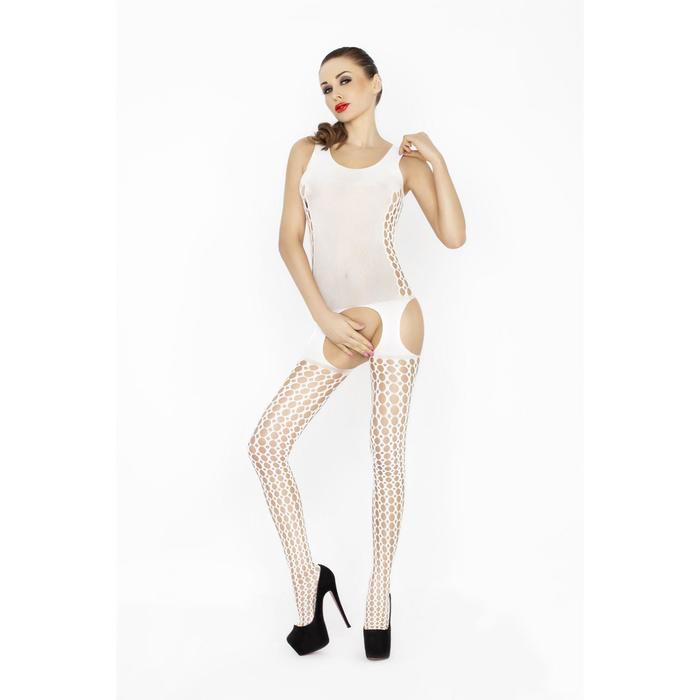 Боди-комбинезон Passion с ажурным узором белый, OS Pas_BS 051 White - Passion - Эротические чулки на тело - Купить