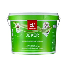 Краска акрилатная Тиккурила Джокер, База А, для внутренних работ моющаяся матовая 9л 
Краска акрилатная Тиккурила Джокер, База А, для внутренних работ моющаяся матовая 9л
