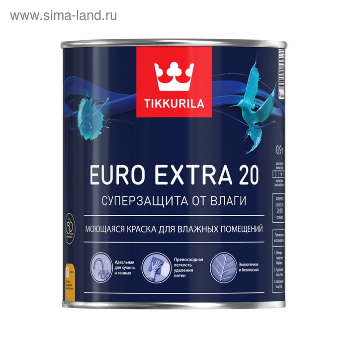 Краска латексная для внутренних работ Тиккурила Евро EXTRA 20, База А, полуматовая 0,9
Краска латексная для внутренних работ Тиккурила Евро EXTRA 20, База А, полуматовая 0,9