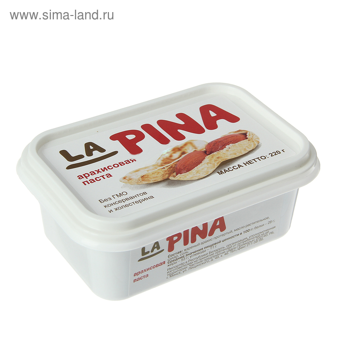 Арахисовая паста LA PINA, 220 г
Арахисовая паста LA PINA, 220 г