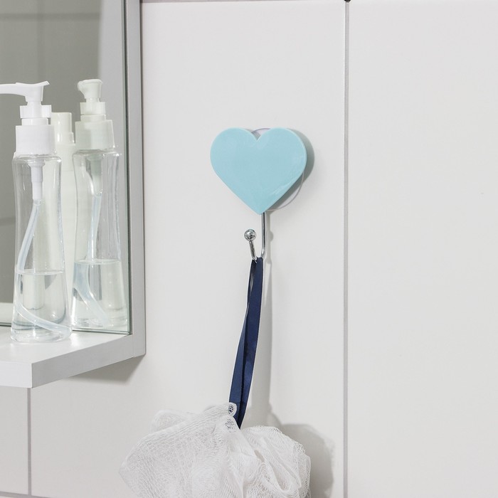 фото Крючок на вакуумной присоске «сердце», цвет микc