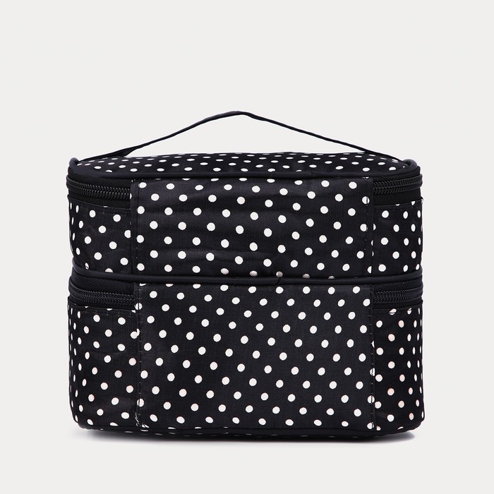 фото Косметичка, 2 отдела на молниях, цвет чёрный/белый