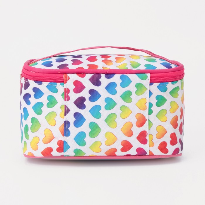 фото Косметичка на молнии, с зеркалом, цвет розовый/разноцветный
