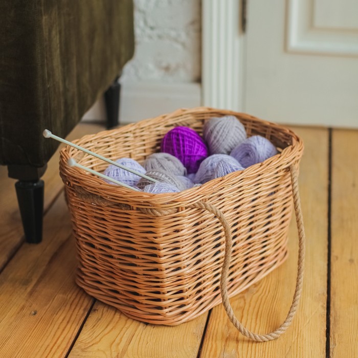 фото Корзина «хозяйственная», с ручками, 34/43×24/32×21 см, ручное плетение, лоза