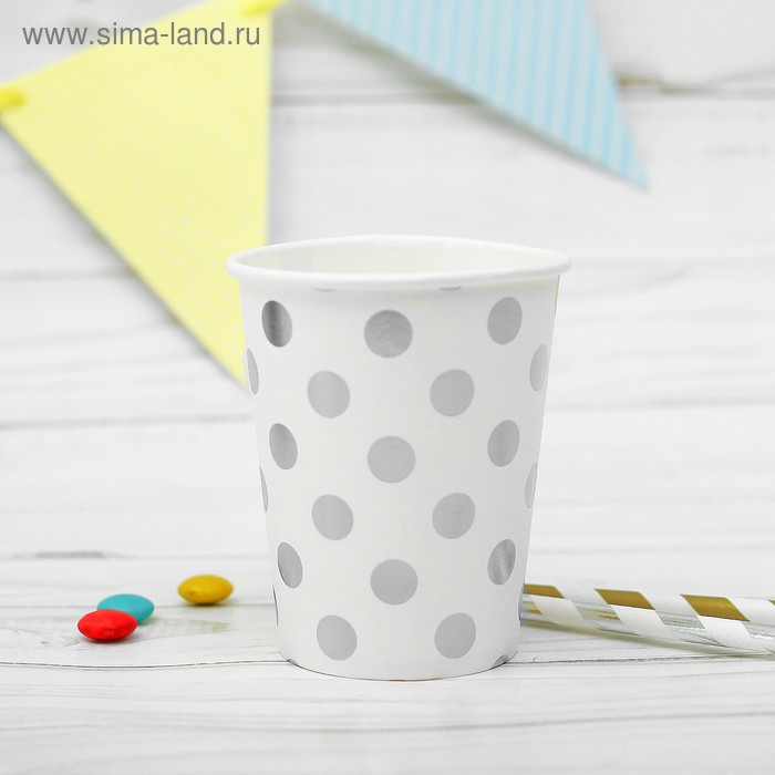 Стаканы бумажные «Горох», набор 6 шт., 250 мл, цвет серебряный
Стаканы бумажные «Горох», набор 6 шт., 250 мл, цвет серебряный