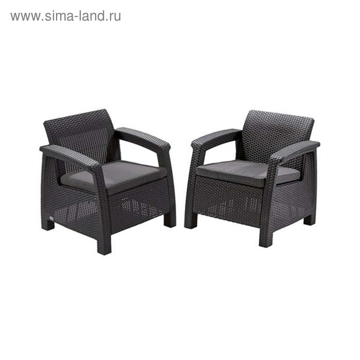 фото Набор мебели corfu duo set, 2 предмета: 2 кресла, искусственный ротанг, цвет графит keter
