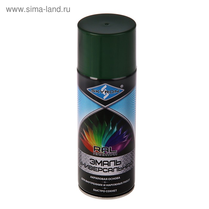 Эмаль универсальная акриловая SKYRON, зеленый мох (RAL 6005), 520 мл.
Эмаль универсальная акриловая SKYRON, зеленый мох (RAL 6005), 520 мл.