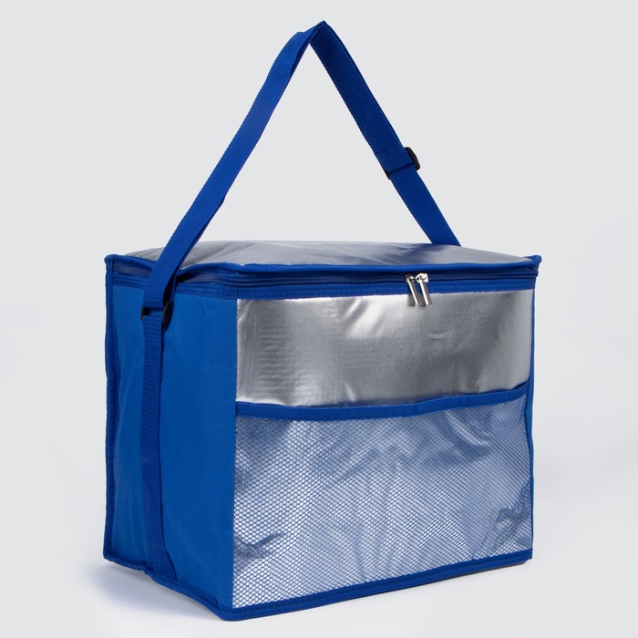 Термосумка на молнии 26 л, наружный карман, цвет синий 
Термосумка на молнии 26 л, наружный карман, цвет синий