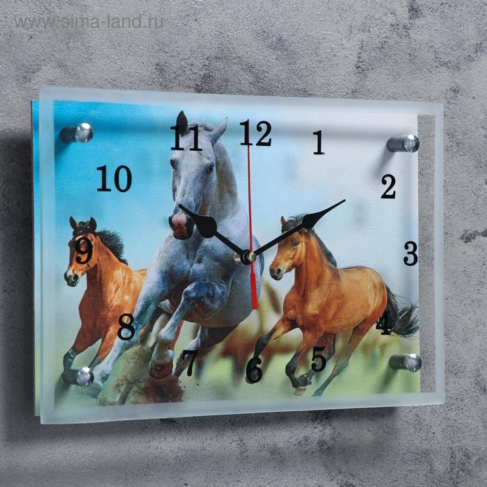 фото Часы настенные, серия: животный мир, "лошади", 20х30 см сюжет