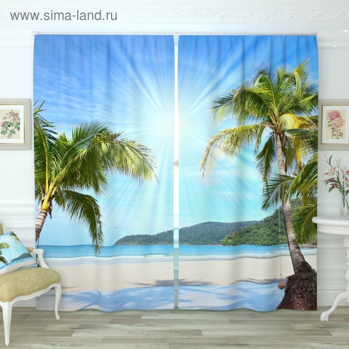 Фотошторы «Солнечные пальмы на берегу», размер 150х260 см-2 шт., габардин
Фотошторы «Солнечные пальмы на берегу», размер 150х260 см-2 шт., габардин