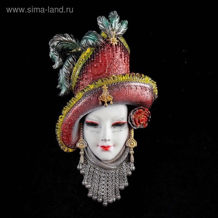 фото Венецианская маска "леди в шляпе" белая 33см хорошие сувениры