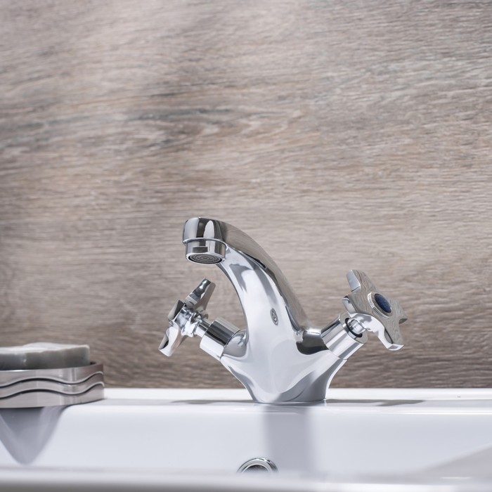 фото Смеситель для раковины rms sl115-161, двухвентильный, не поворотный излив, хром ростовская мануфактура сантехники